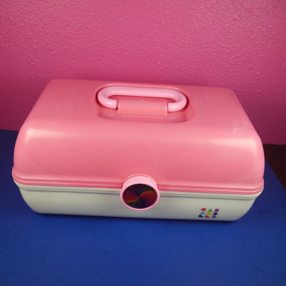 Caboodle Makeup Organizer Storage Box MISSING TRAY Mirror White Pink Rainbow4626